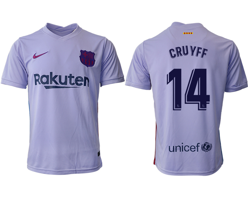 Men 2021-2022 Club Barcelona away aaa version purple #14 Soccer Jerseys->barcelona jersey->Soccer Club Jersey